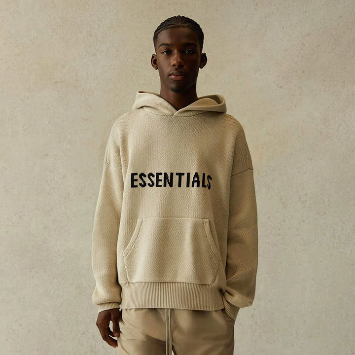 FEAR OF GOD ESSENTIALS - KNIT PULLOVER HOODIE MOSS