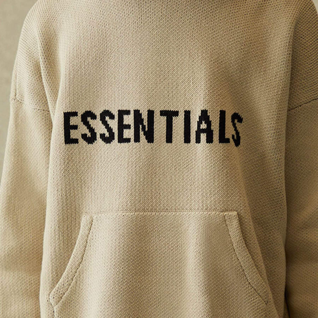 FEAR OF GOD ESSENTIALS - KNIT PULLOVER HOODIE MOSS