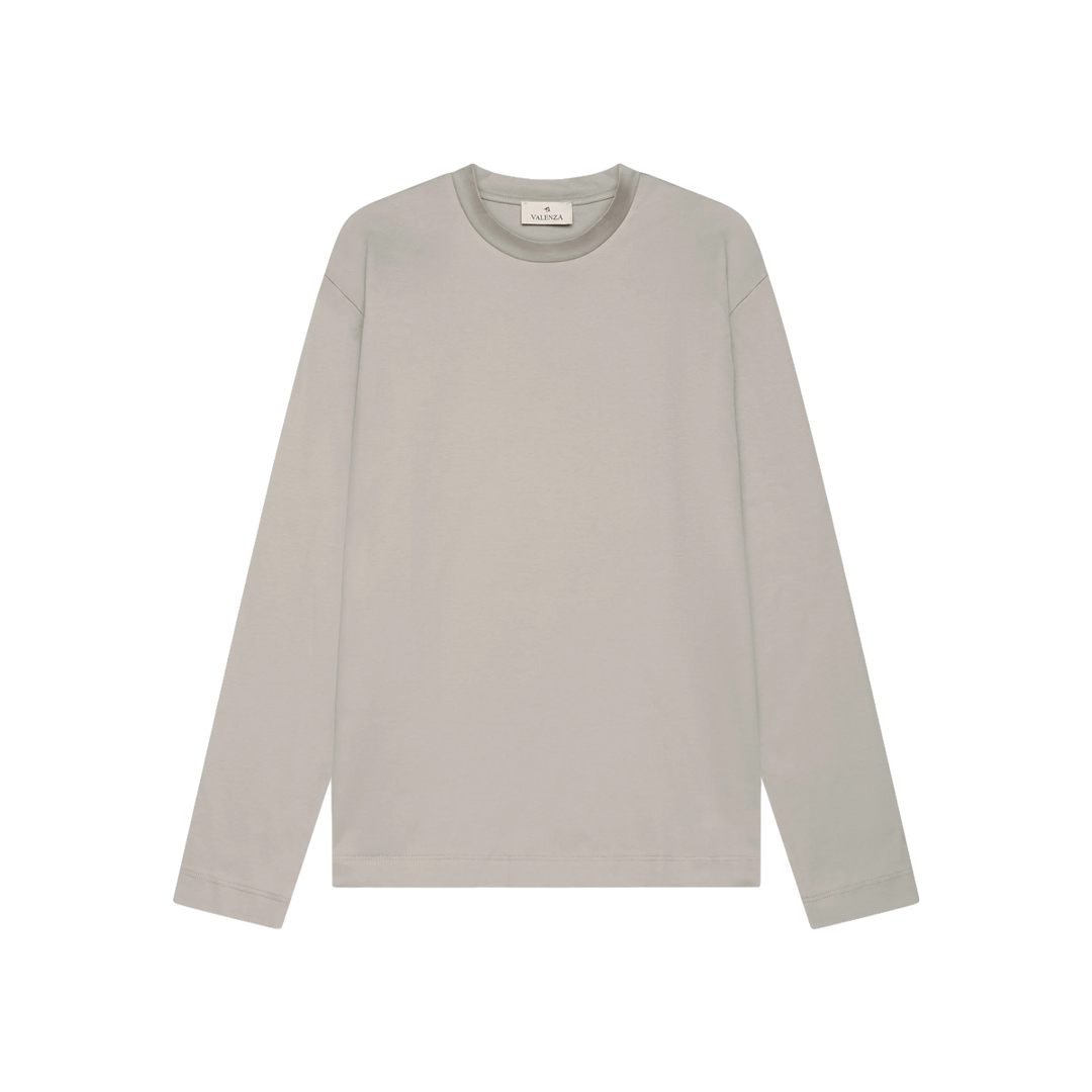 VALENZA - INTERLOCK SUPIMA T-SHIRT LONG SLEEVE - GRANITE