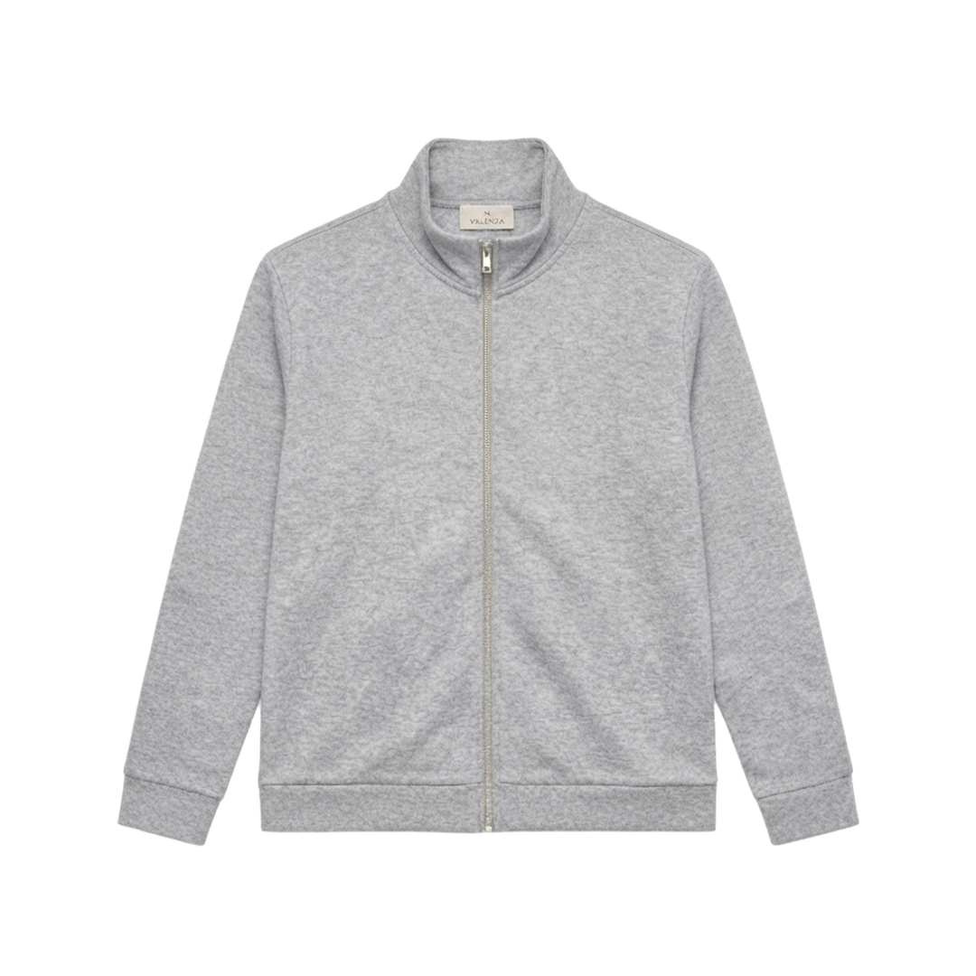 VALENZA - FLEECE ZIP SWEATER LIGHT GREY