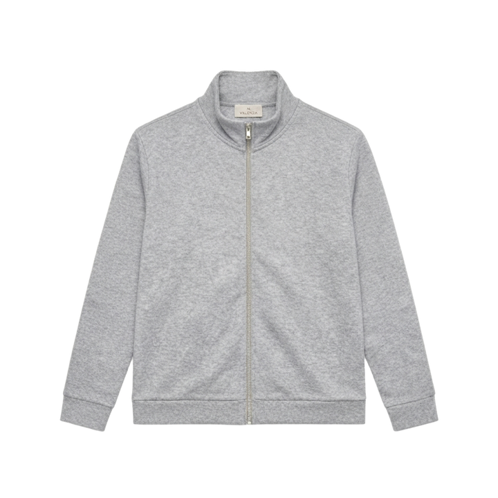 VALENZA - FLEECE ZIP SWEATER LIGHT GREY