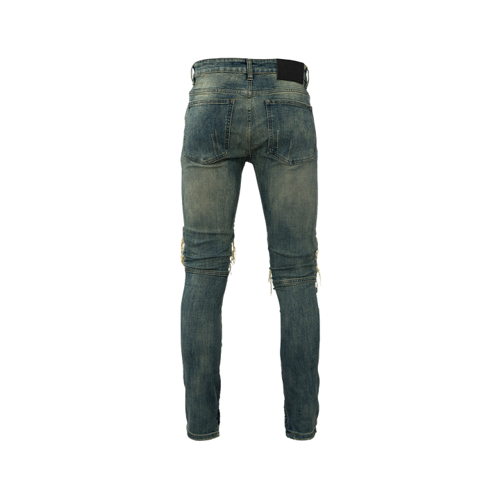 RIVERO - ZIP DENIM JEANS BEIGE
