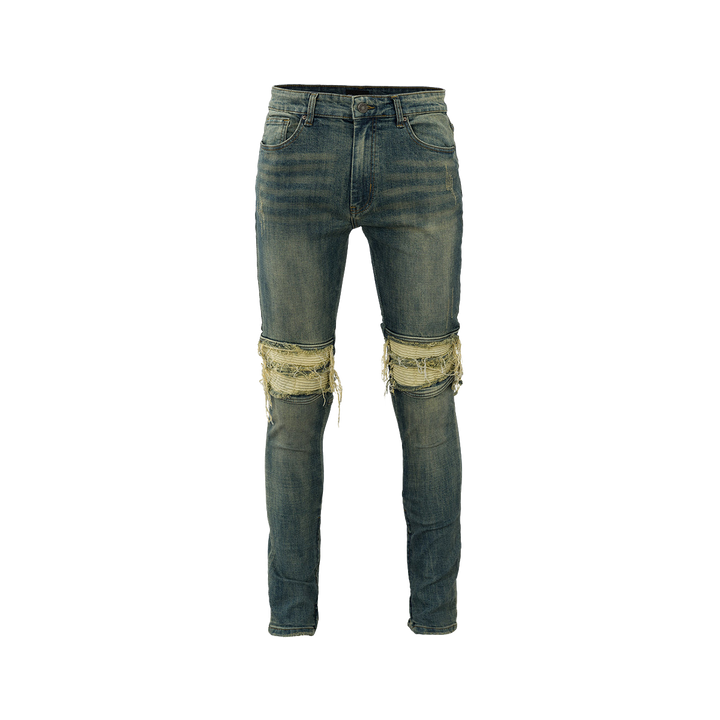 RIVERO - ZIP DENIM JEANS BEIGE