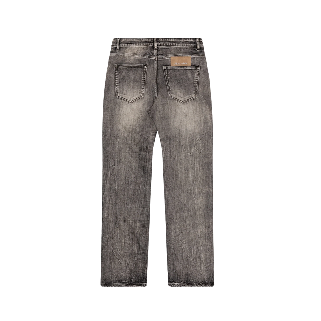 RIVERO - BLEACH WASHED DENIM JEANS DARK