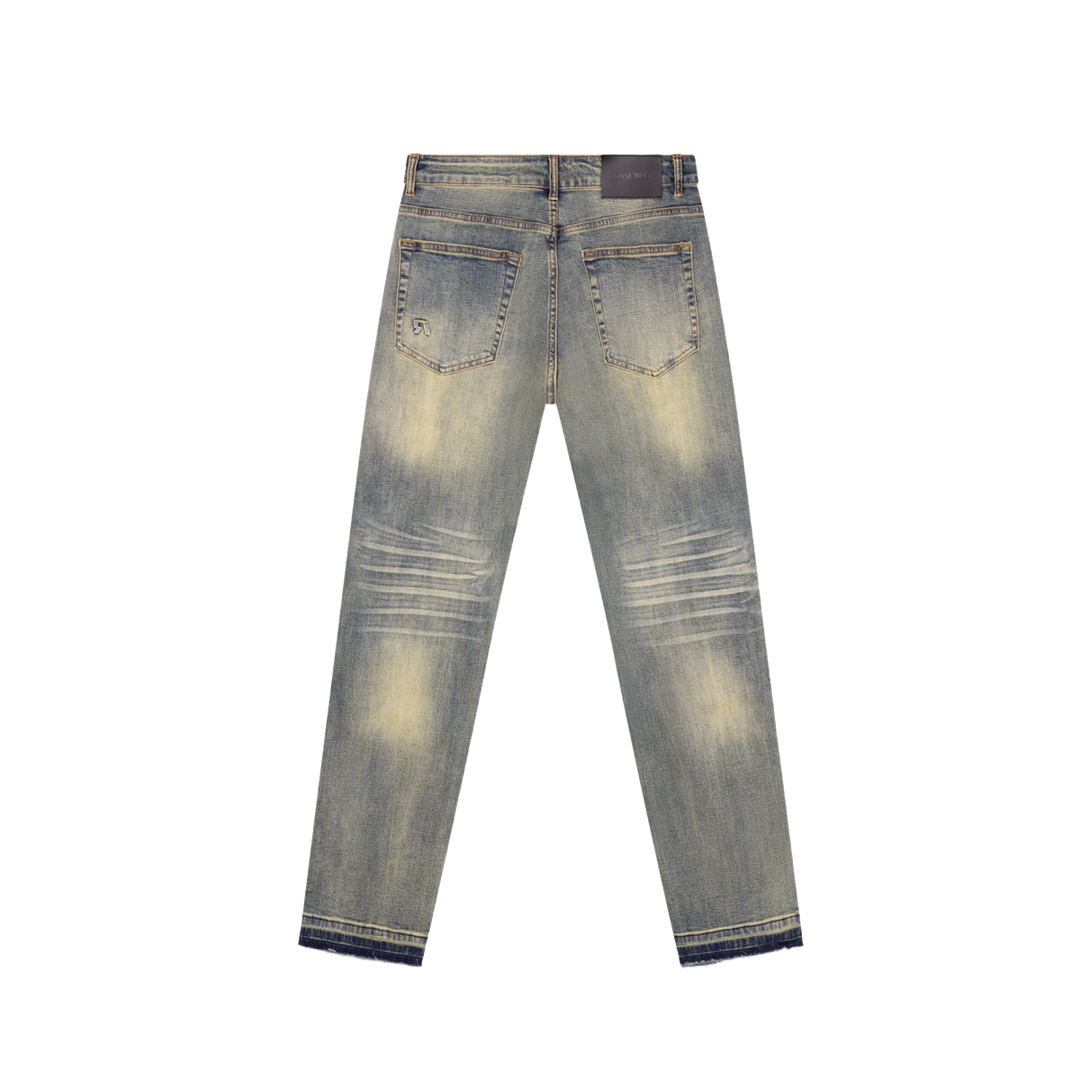 RIVERO - REGULAR VERIDIAN EMBOSSED DENIM JEANS