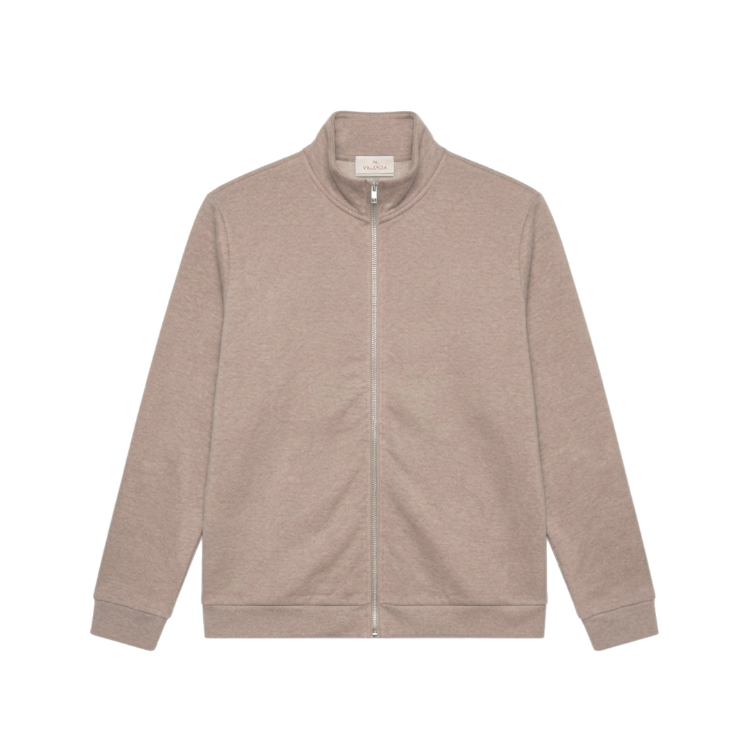 VALENZA - FLEECE ZIP SWEATER LIGHT TAUPE MELANGE