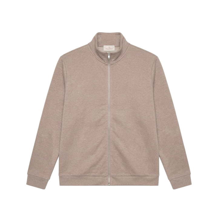VALENZA - FLEECE ZIP SWEATER LIGHT TAUPE MELANGE