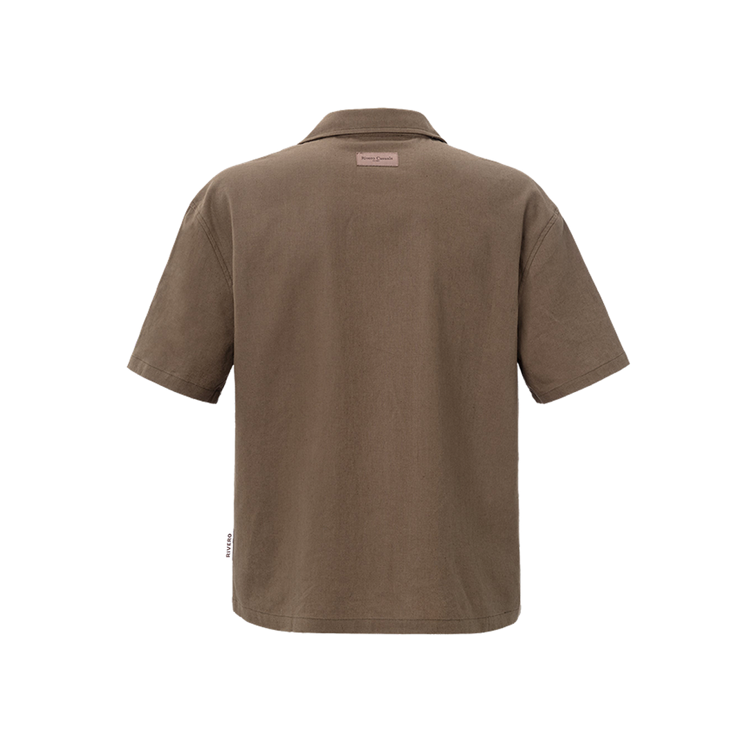 RIVERO - LINEN SHIRT SHORT SLEEVE BROWN