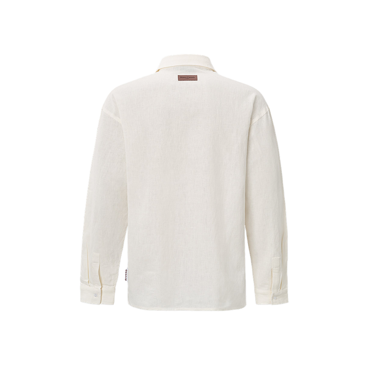 RIVERO - LINEN SHIRT QUARTER BUTTON WHITE