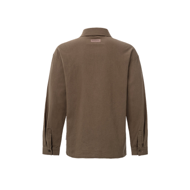 RIVERO - LINEN SHIRT QUARTER BUTTON BROWN