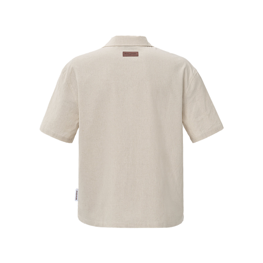 RIVERO - LINEN SHIRT SHORT SLEEVE SAND