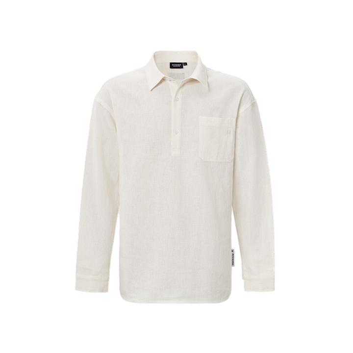 RIVERO - LINEN SHIRT QUARTER BUTTON WHITE