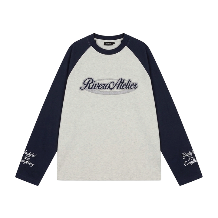 RIVERO - RAGLAN COLLEGE LONGSLEEVE - NAVY/GREY