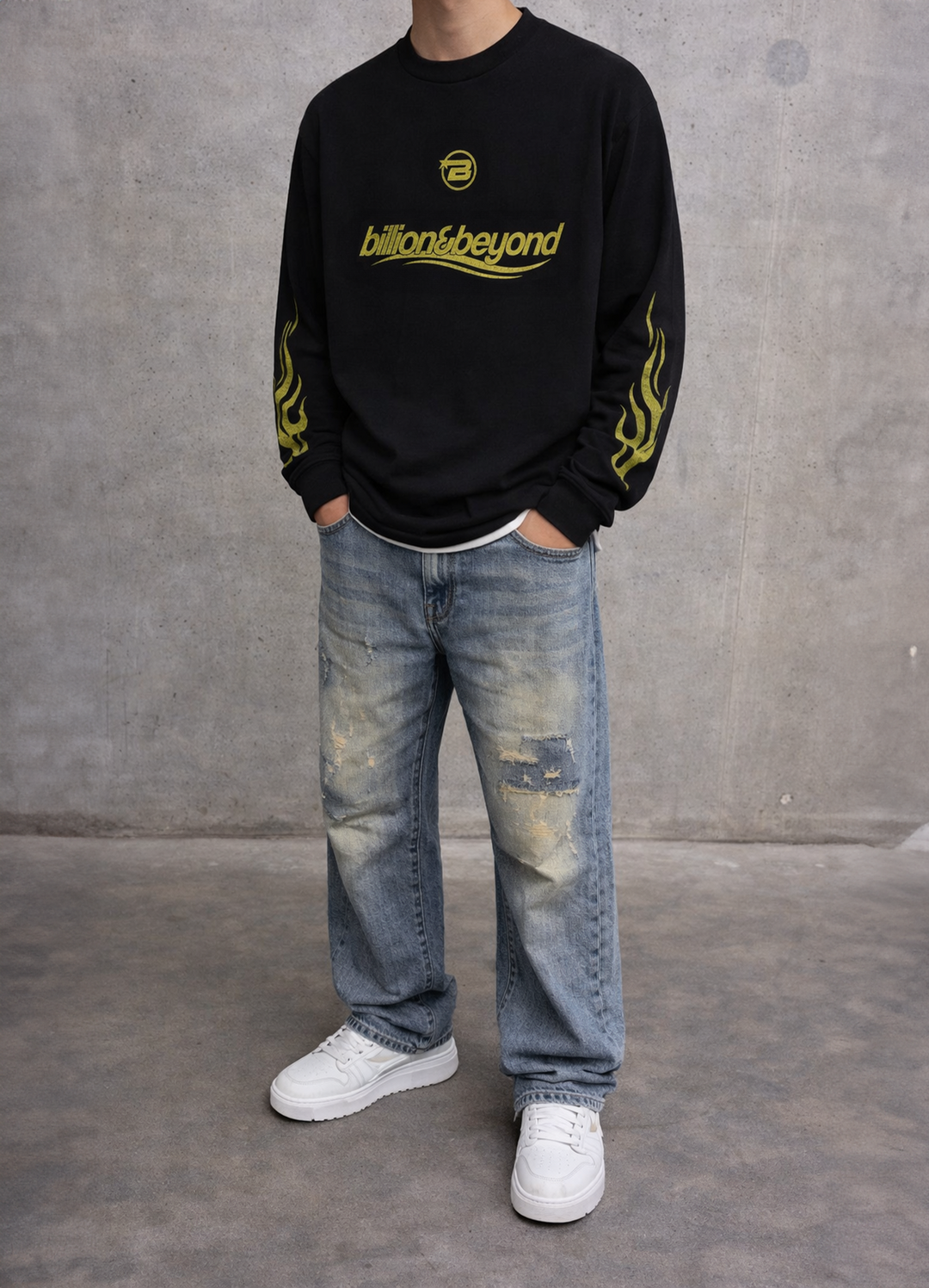 BILLION AND BEYOND - WAVE LONGSLEEVE - BLACK YELLOW