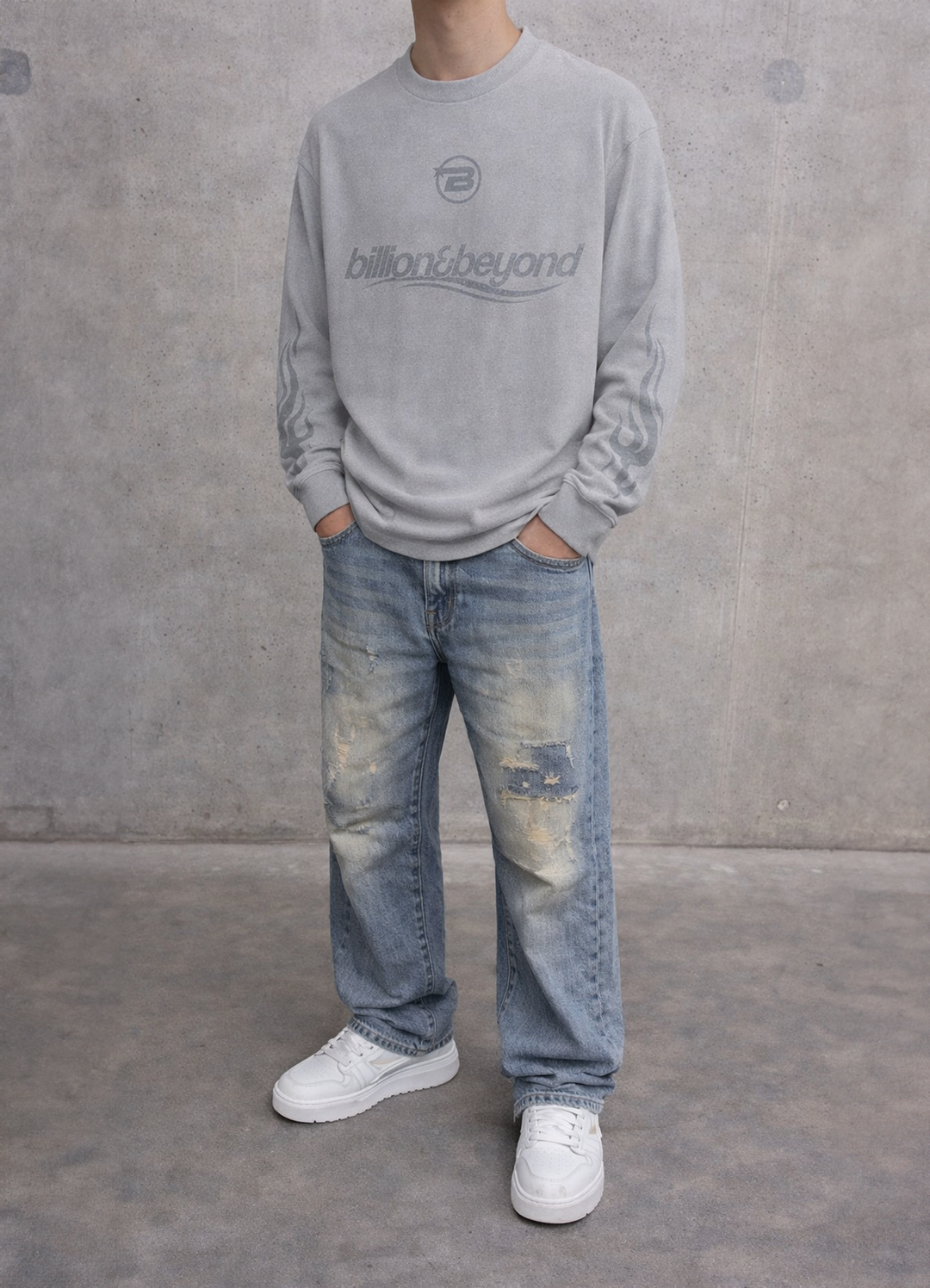 BILLION AND BEYOND - WAVE LONGSLEEVE - GRAY