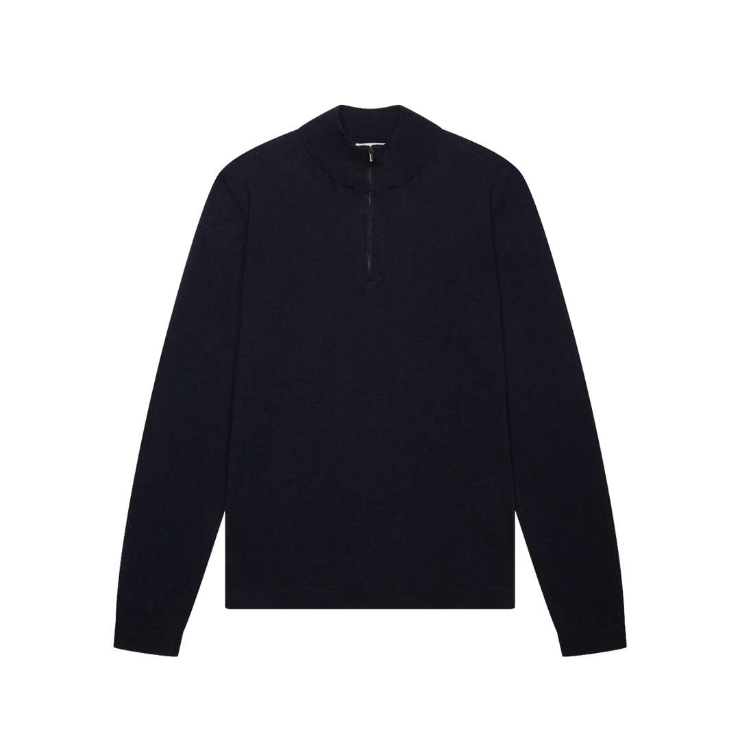 VALENZA - CASHWOOL EXTRAFINE MERINO QUARTER ZIP - DARK NAVY