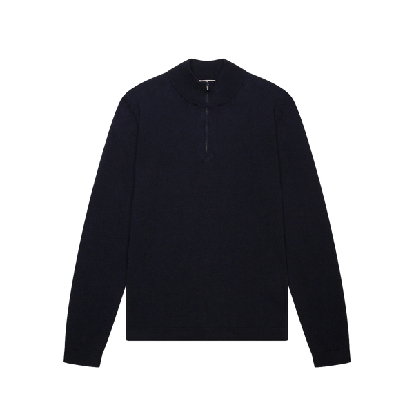 VALENZA - CASHWOOL EXTRAFINE MERINO QUARTER ZIP - DARK NAVY