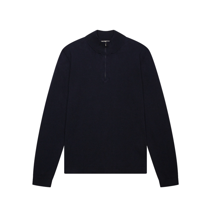 VALENZA - CASHWOOL EXTRAFINE MERINO QUARTER ZIP - DARK NAVY