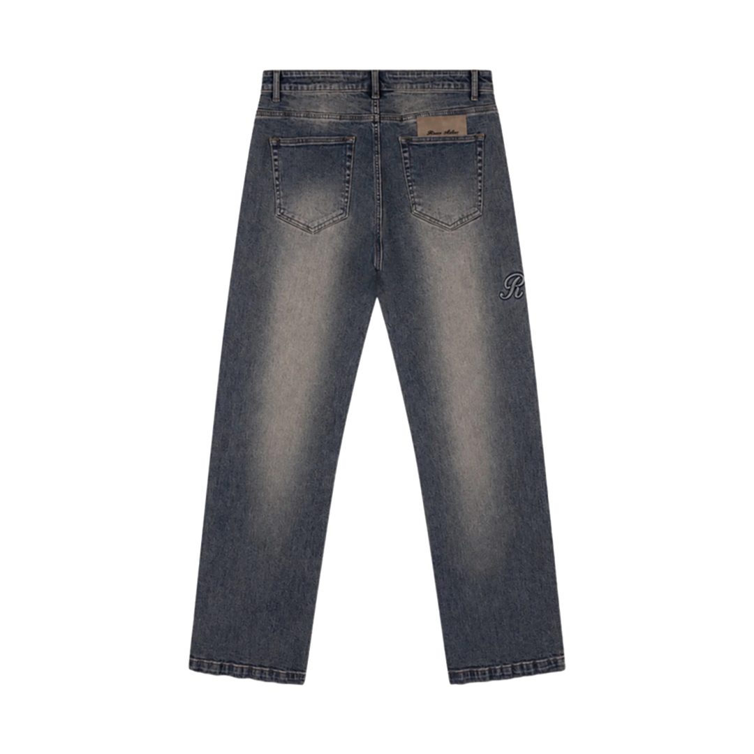 RIVERO - RAISED MONOGRAM BUTTONED DENIM MIDNIGHT BLUE