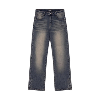 RIVERO - RAISED MONOGRAM BUTTONED DENIM MIDNIGHT BLUE