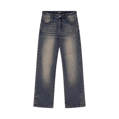 RIVERO - RAISED MONOGRAM BUTTONED DENIM MIDNIGHT BLUE