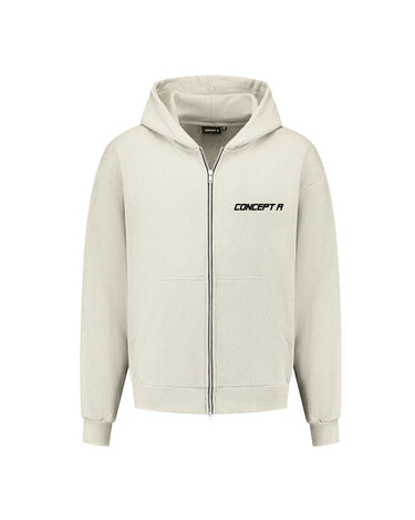 CONCEPT R - LOGO ZIPPER HOODIE - BEIGE