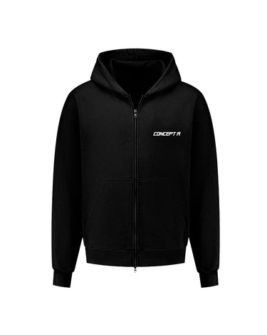 CONCEPT R - LOGO ZIPPER HOODIE - BLACK