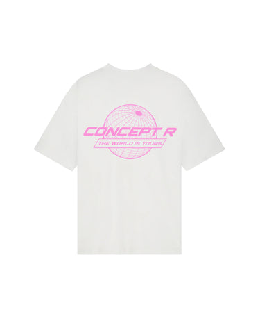 CONCEPT R - THE WORLD IS YOURS TEE - WHITE PINK