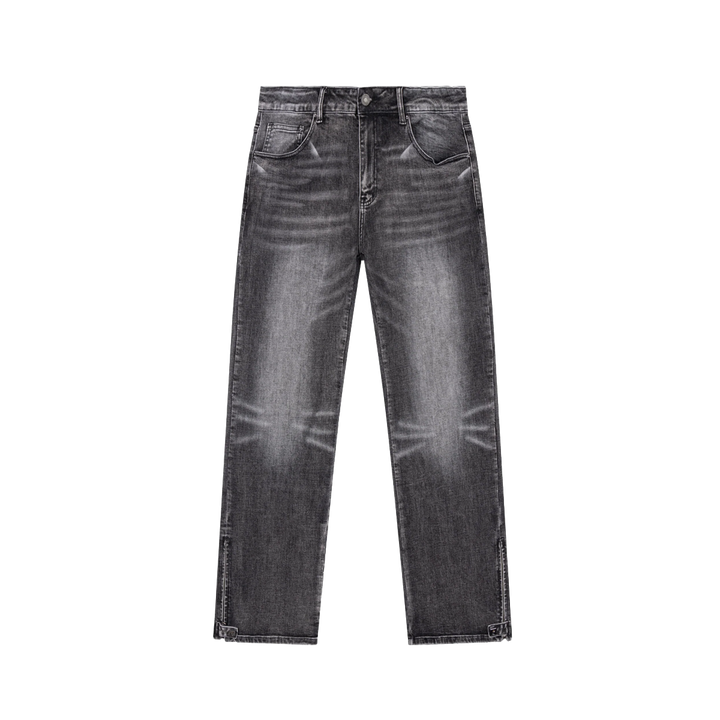 RIVERO - RELAXED BUTTONED ZIP DENIM WASHED BLACK