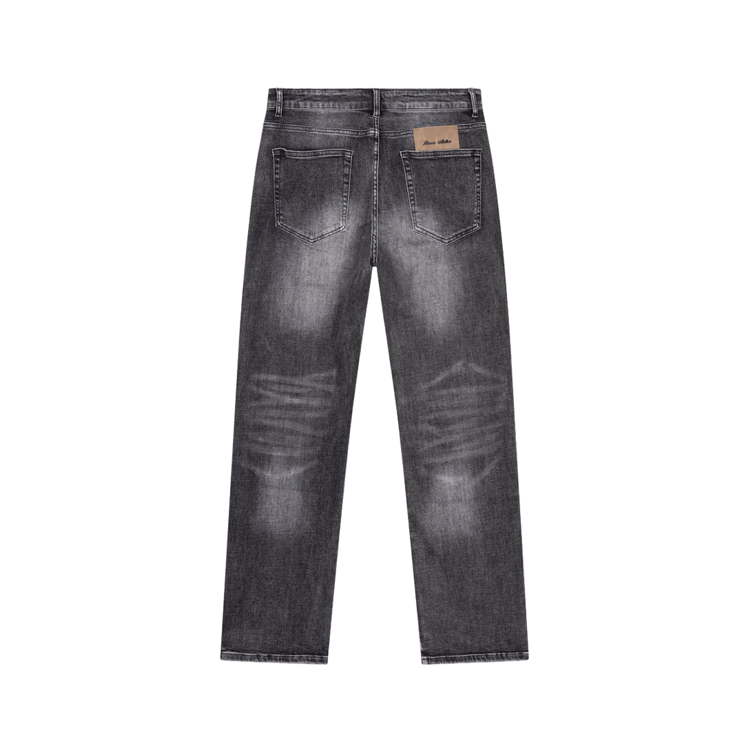 RIVERO - RELAXED BUTTONED ZIP DENIM WASHED BLACK