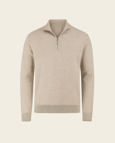 RIMA - CASHWOOL HALFZIP SWEATER BEIGE