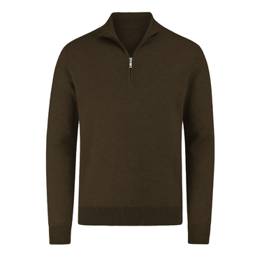 RIMA - CASHWOOL HALFZIP SWEATER BROWN
