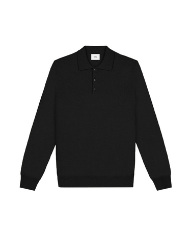 RIMA - KNIT LS POLO - BLACK