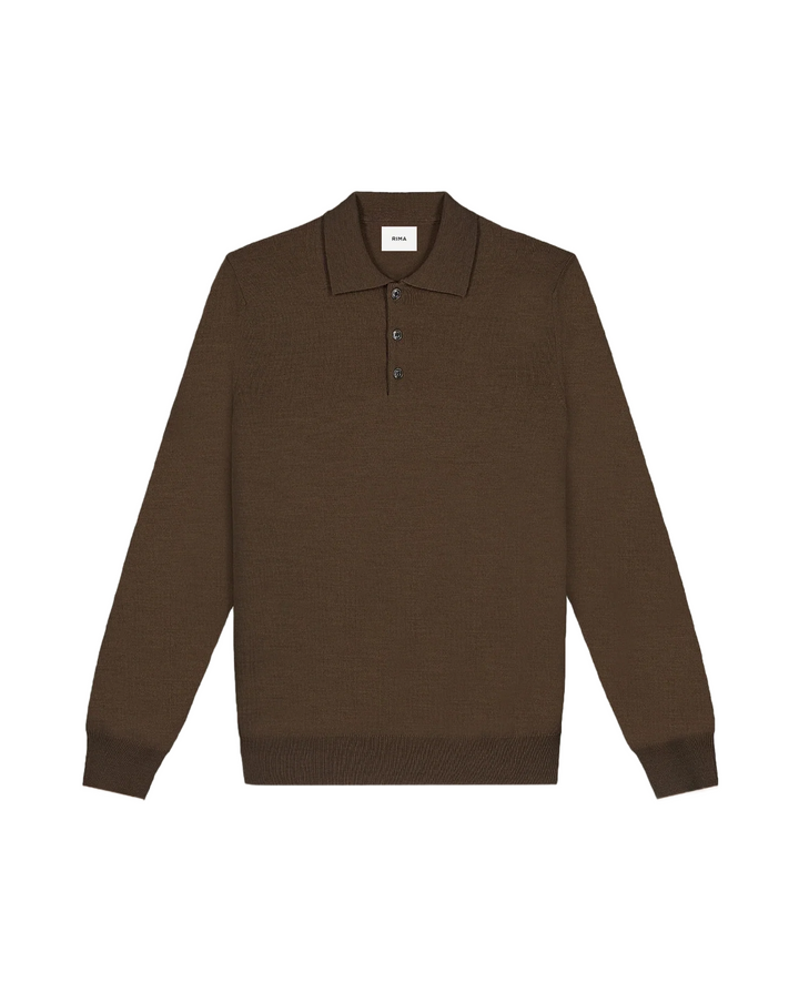 RIMA - KNIT LS POLO - EBONY
