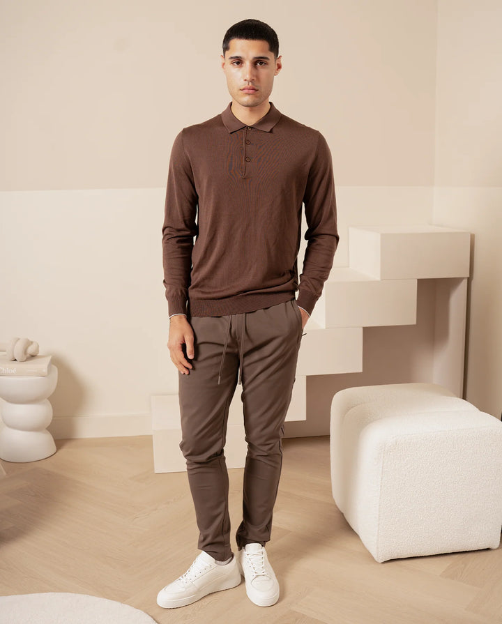 RIMA - KNIT LS POLO - EBONY