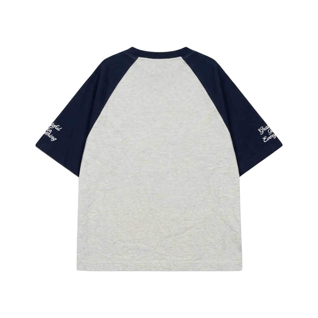RIVERO - RAGLAN COLLEGE T-SHIRT - NAVY/GREY