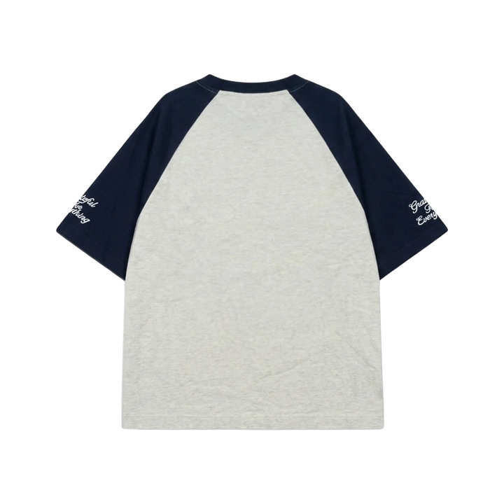 RIVERO - RAGLAN COLLEGE T-SHIRT - NAVY/GREY