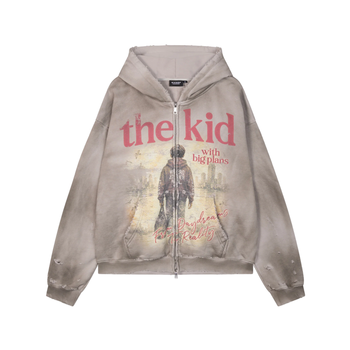 RIVERO - BIG PLANS DIRTY WASHED ZIP HOODIE