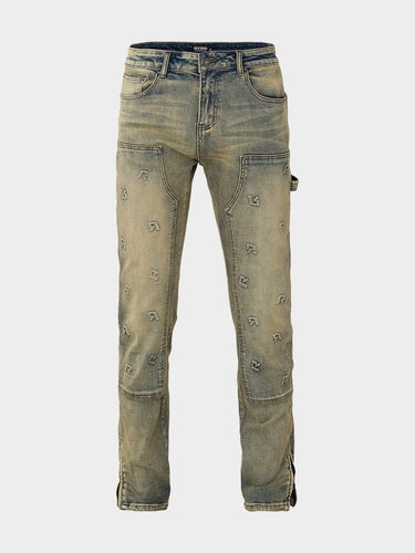 EmbossedDenimJeans