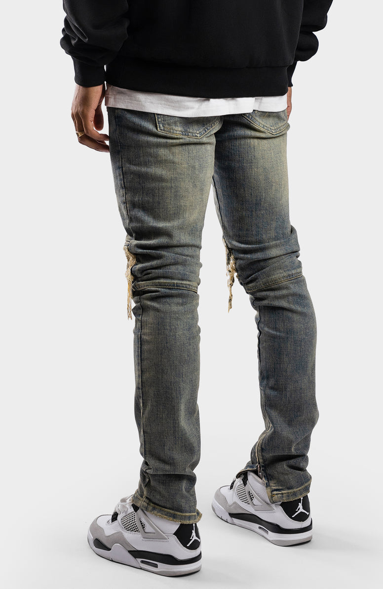 RIVERO - ZIP DENIM JEANS OFF WHITE – Concept R