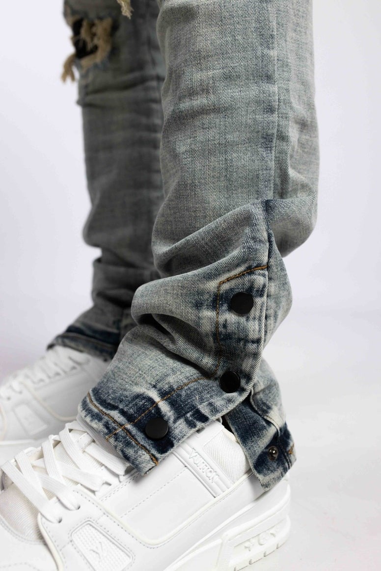 RIVERO - BUTTON RIPPED DENIM JEANS – Concept R
